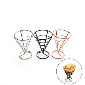 USSE Hot Sale Stainless Steel French Fries Stand Cone Basket Fry Holder