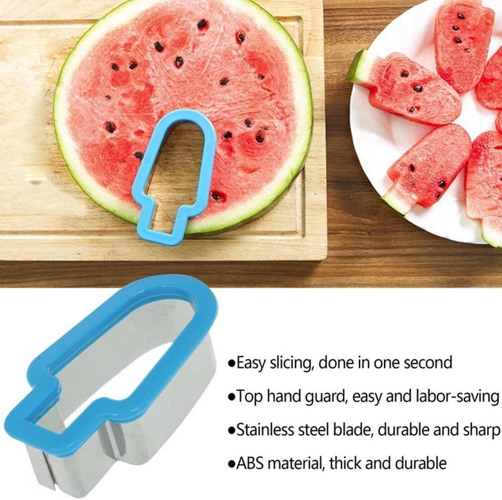 Summer Watermelon Slicer Mold, Stainless Steel Watermelon Slice Cutter, Food Slicer Popsicle Shape Mold