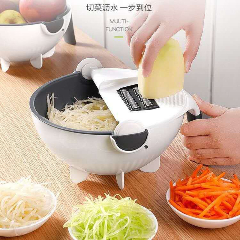 Vegetable Onion Chopper, Food Chopper Fruits Cutter Adjustable Slicer Vegetable Cutter with Drain Rack