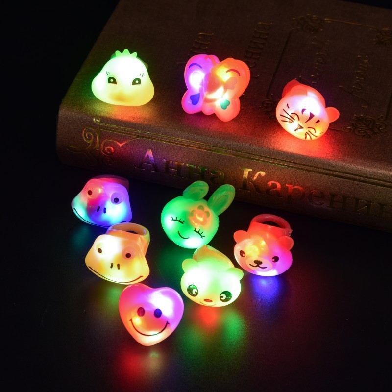 Led Light-Emitting Soft Rubber Animal Ring Flashing Children'S Finger Lamp To Push Explosive Small Toys Wholesale