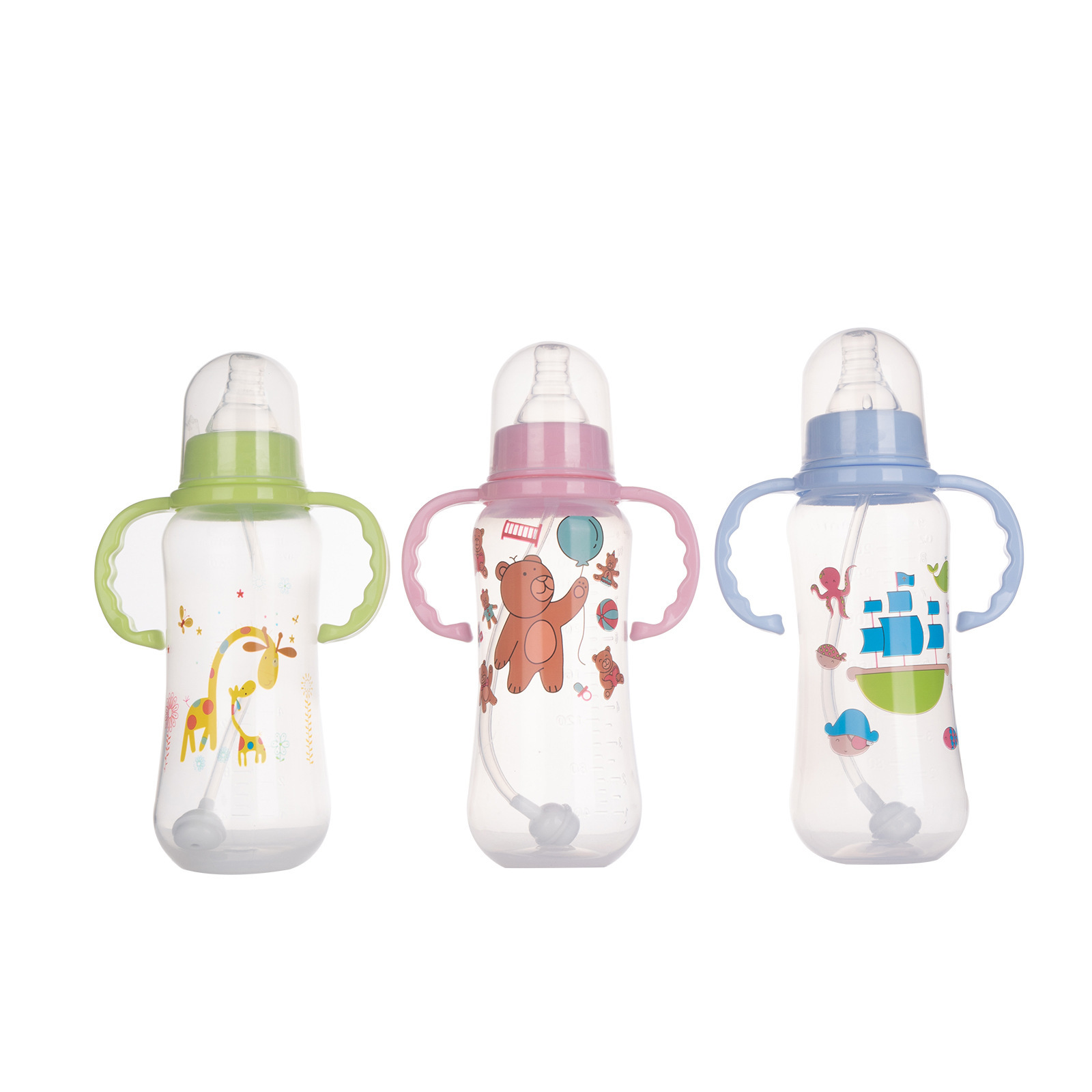 Custom Design Professional Cute animals  PP Baby Bottle Plastic/Silicone  BPA Free Silicone Feeding Baby Bottle Wholesale