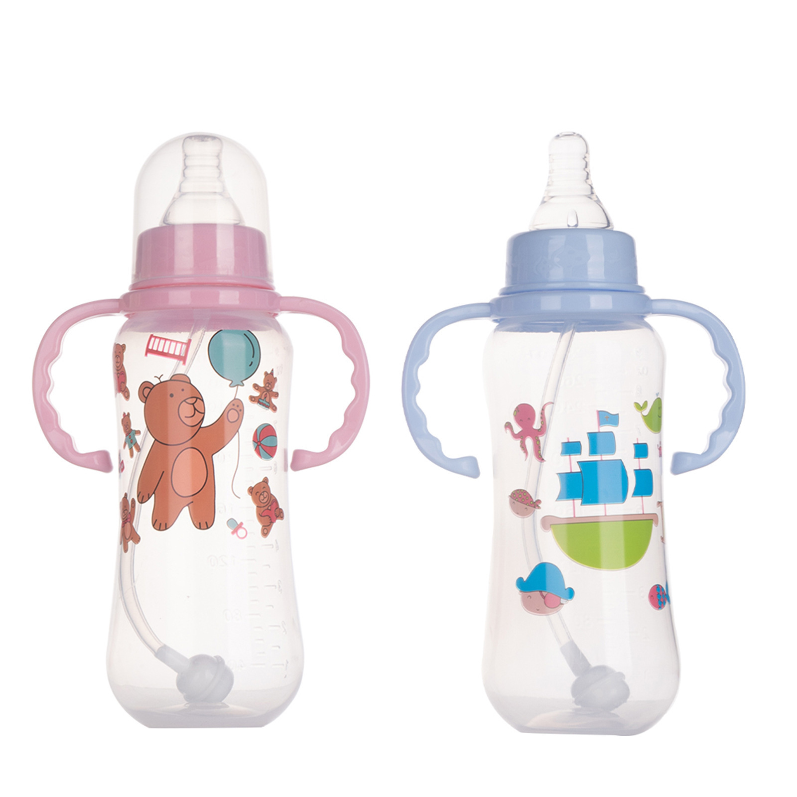 Custom Design Professional Cute animals  PP Baby Bottle Plastic/Silicone  BPA Free Silicone Feeding Baby Bottle Wholesale