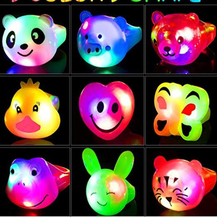 Led Light-Emitting Soft Rubber Animal Ring Flashing Children'S Finger Lamp To Push Explosive Small Toys Wholesale