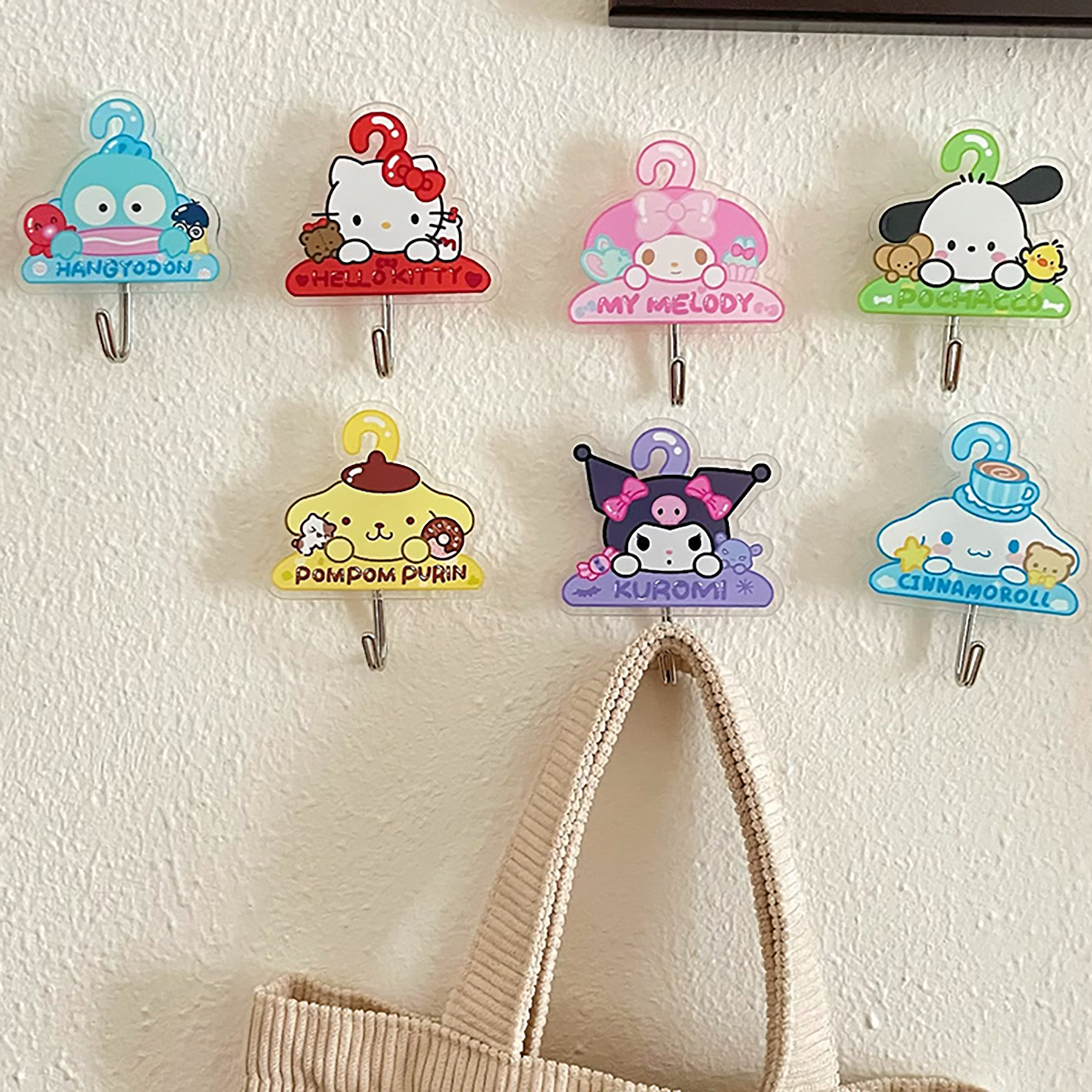 New Cartoon Kitty Cinnamoroll Hook Cute Seamless Dormitory Bedroom Door Hangers Hooks Key Umbrella Towel Coat Rack Wall Hooks