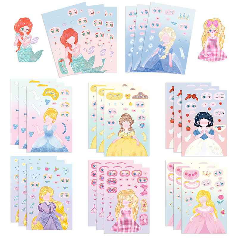 Lovely Cute Princess Snow White Ariel Aurora DIY Puzzle Stickers Decoration Cups Wall Promotional Puzzle Gifts For Girls Toys