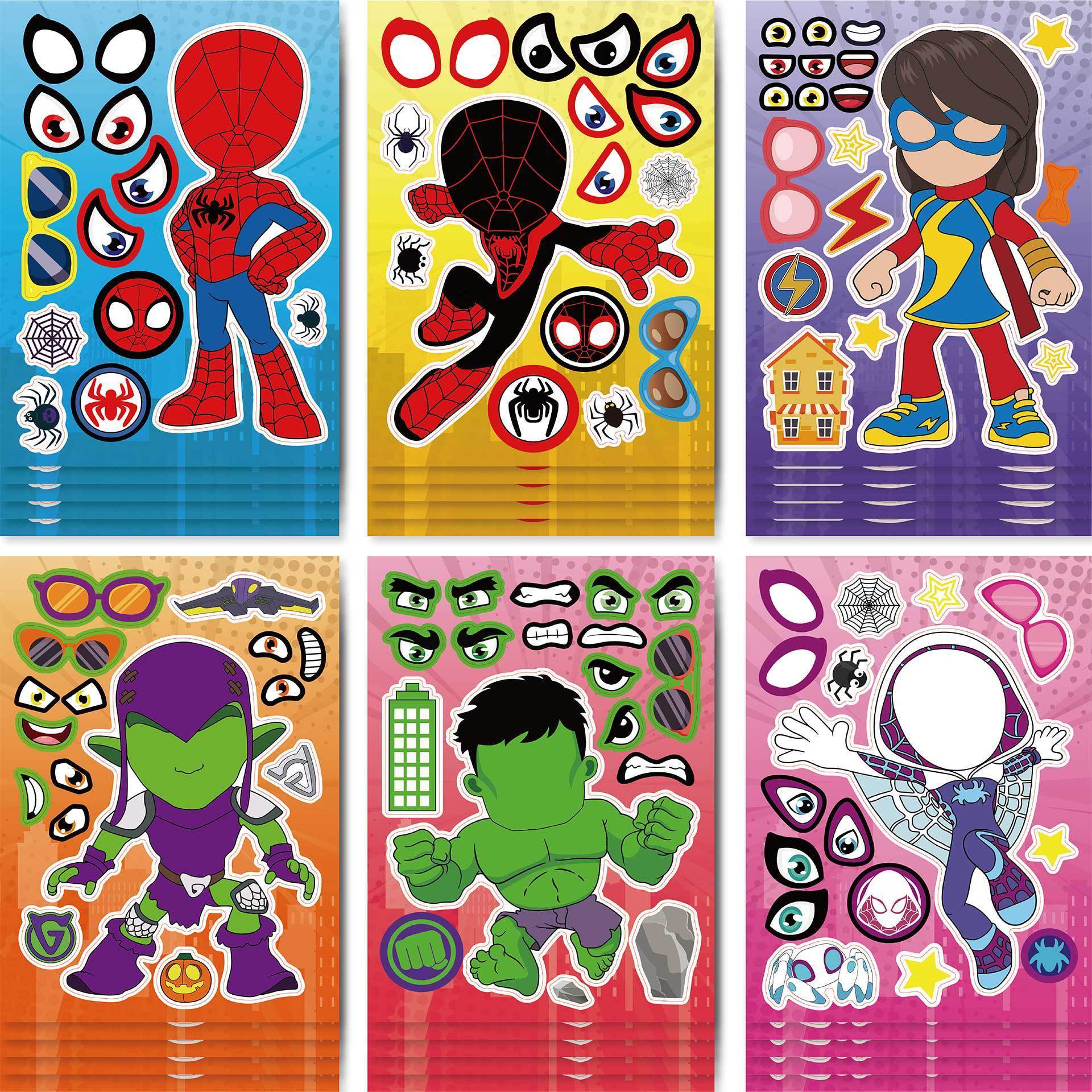 Hot Selling Stickers Children's Educational Toys Puzzle Game Cartoon Lovely Learning Educational The Avengers Spider Man Gift