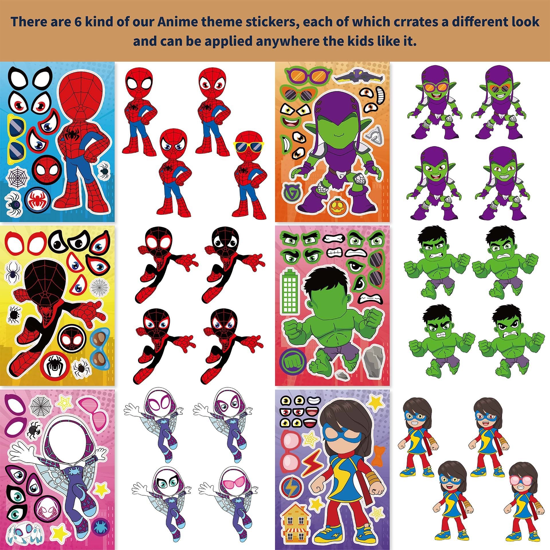 Hot Selling Stickers Children's Educational Toys Puzzle Game Cartoon Lovely Learning Educational The Avengers Spider Man Gift