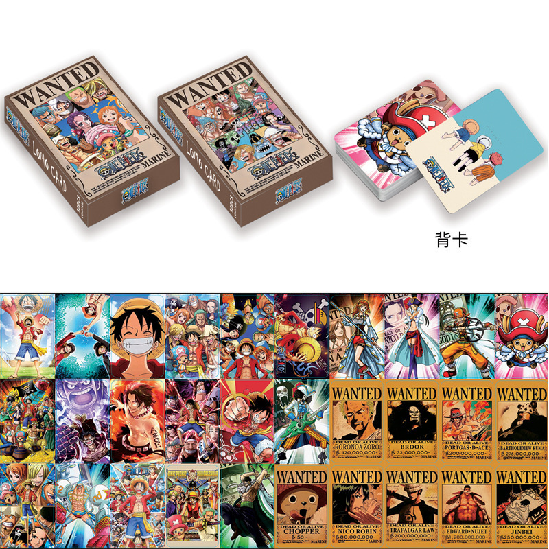 Playing Box Card For Kids Poker Double-sided Bounty Order Anime Wanted Luffy 30PCS Laser Cartoon Printed Games Lomo Card Funny