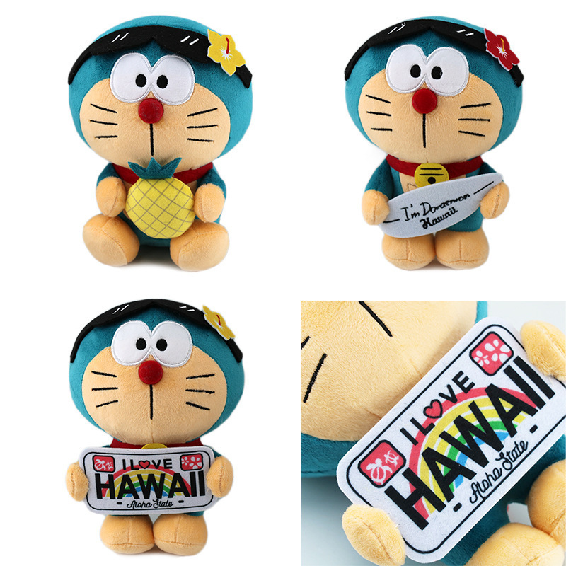 Cuddly Home Decoration Cartoon Anime Hawaii Doraemon Doll Custom Wholesale Fluffy Plush Stuffed Animal Toys Ornaments KIds Gift