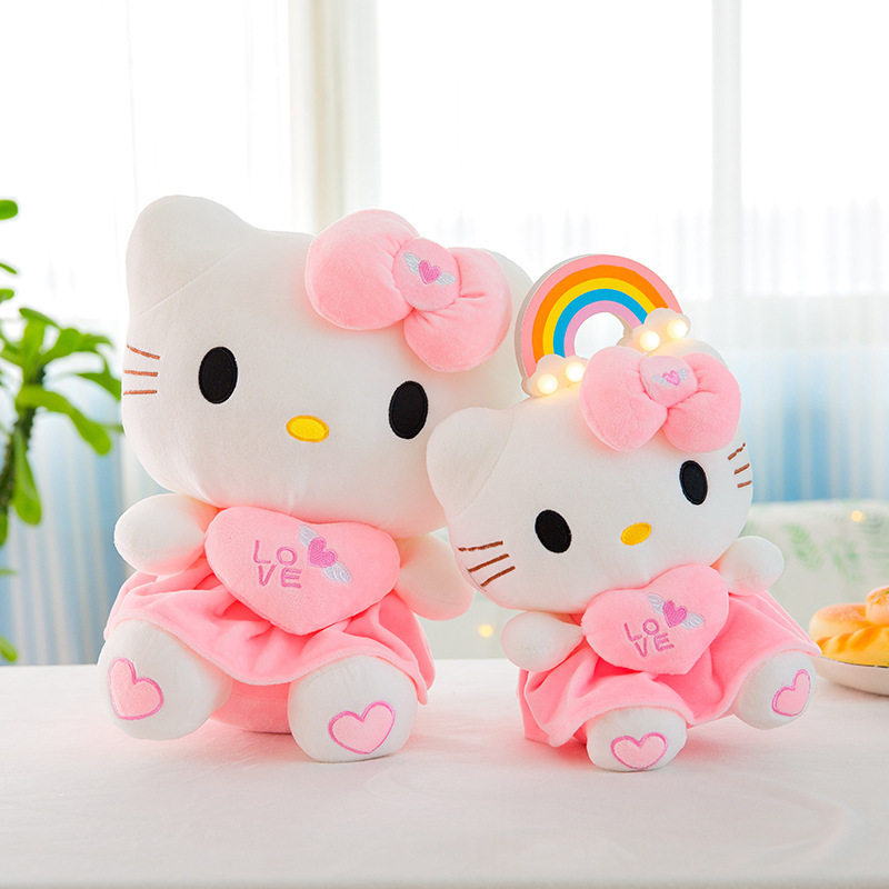 Hot Selling Lovely Cute Pink Kitty With Heart Stuffed Animals & Plush Toys For Home Office Decoration Plush Toys Kids Toys Gifts