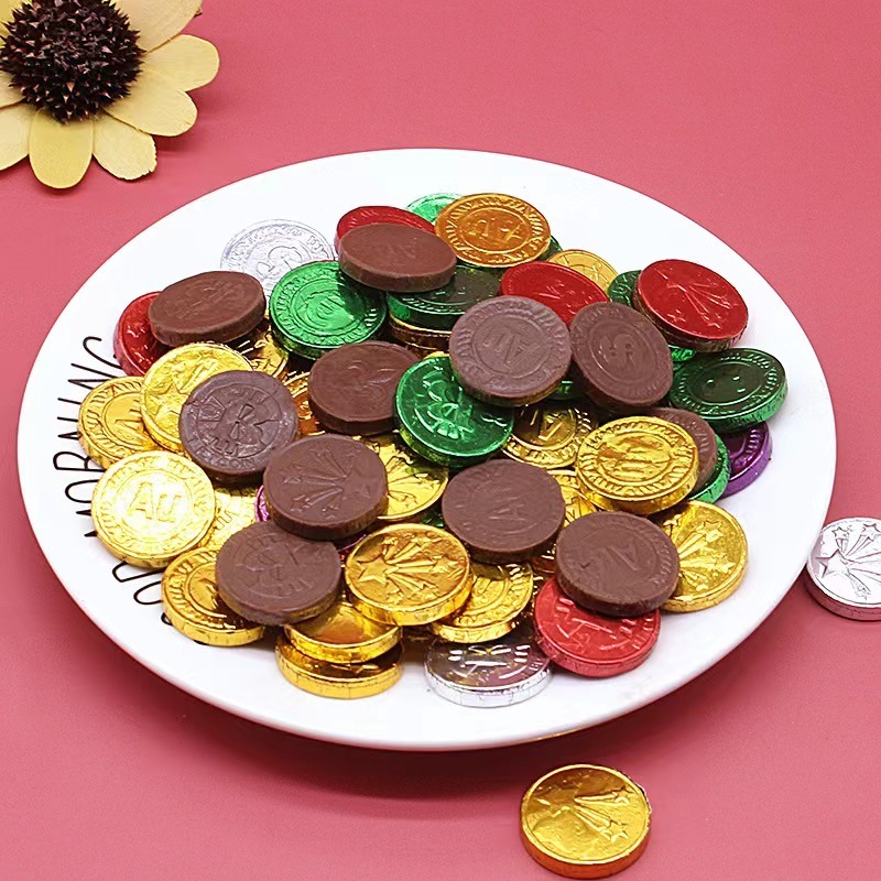 500g Gold Coin Shape Packed Dark Round Chocolate In Jar