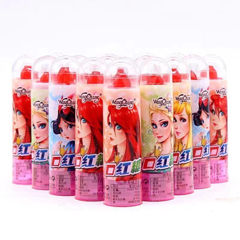 Wholesale Hard Candy Fruity Light Funny Lipstick Shape Sweet Halal Kid's Snacks Lollipop Toy