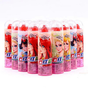 Wholesale Hard Candy Fruity Light Funny Lipstick Shape Sweet Halal Kid's Snacks Lollipop Toy