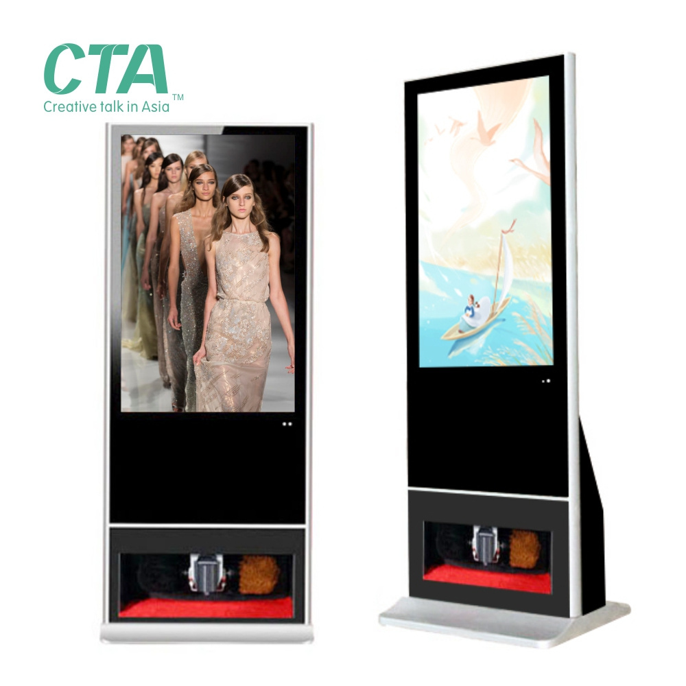 43 inch most popular floor standing indoor advertising equipment product with shoe polishing machine