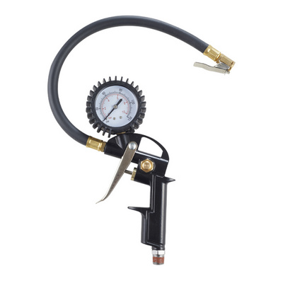 220PSI Dial Chuck Auto Car Bicycle Tire Pressure Gauge Meter Air Inflator Gun with Flexible Hose