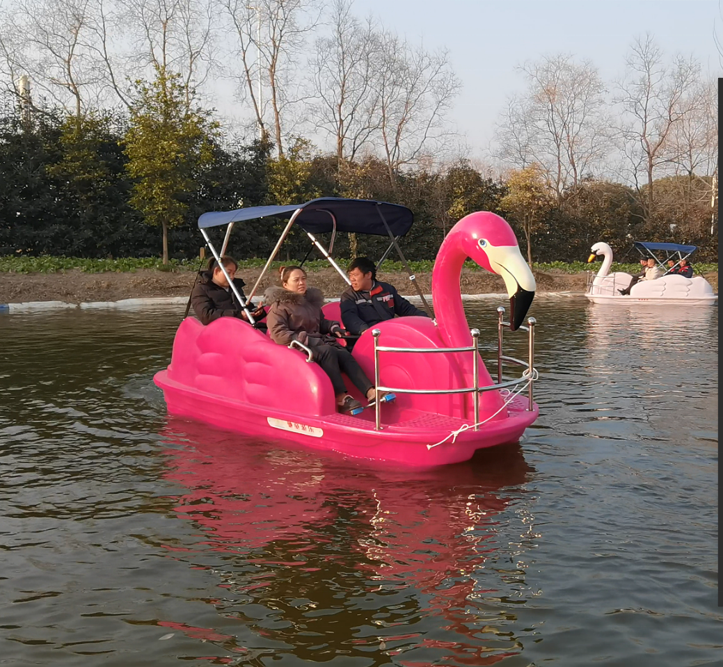 4 Person Seater Plastic PE Swan Electric Pedal Foot Paddle Boat