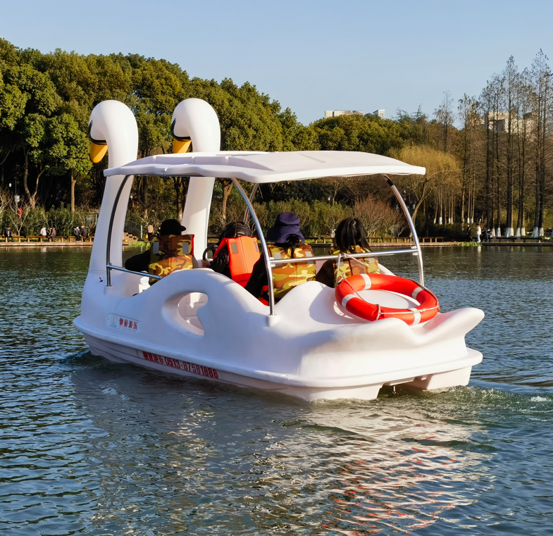 2 or 4 persons New design foot Paddle Swan Boat Water Park Cheap Pedalo Paddle fiberglass Swan bike Boat For Sale