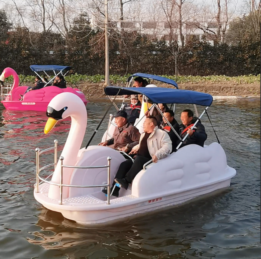 4 Person Seater Plastic PE Swan Electric Pedal Foot Paddle Boat