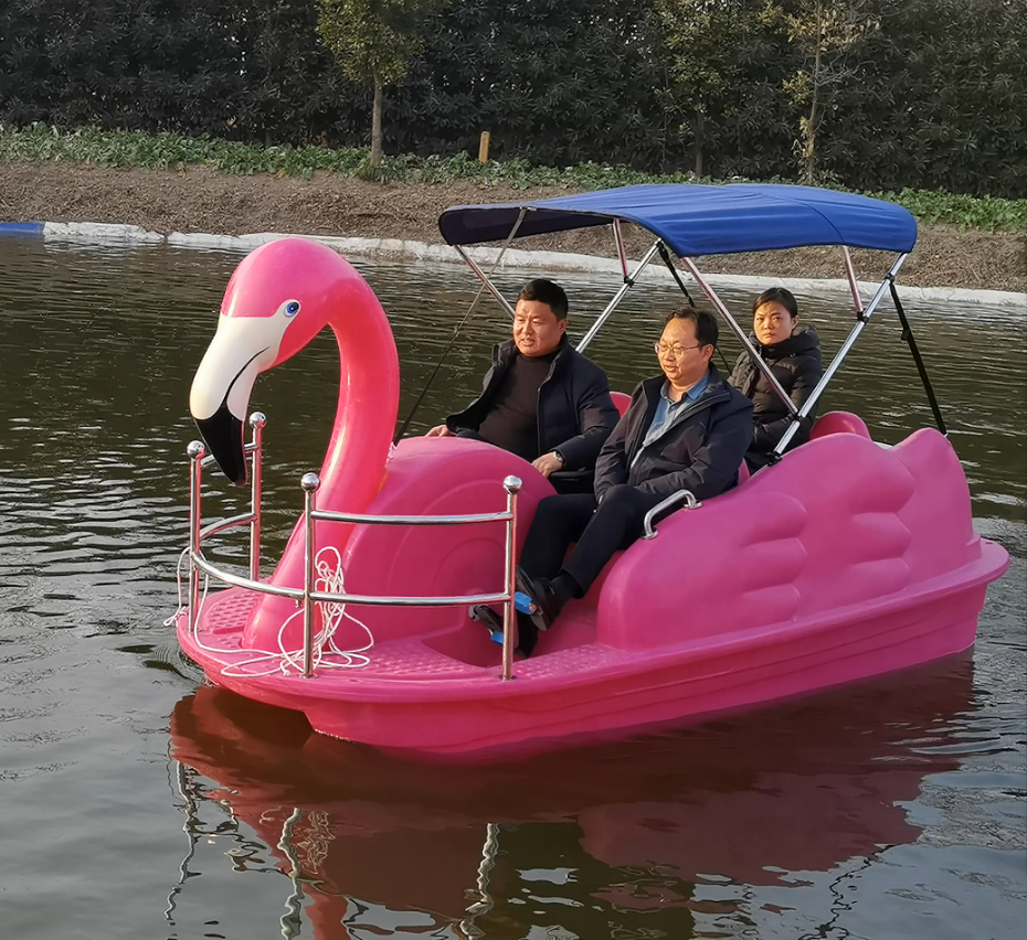 4 Person Seater Plastic PE Swan Electric Pedal Foot Paddle Boat