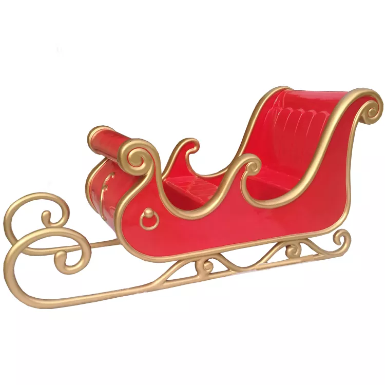 Customized fiberglass sculpture big christmas decoration santa sleigh