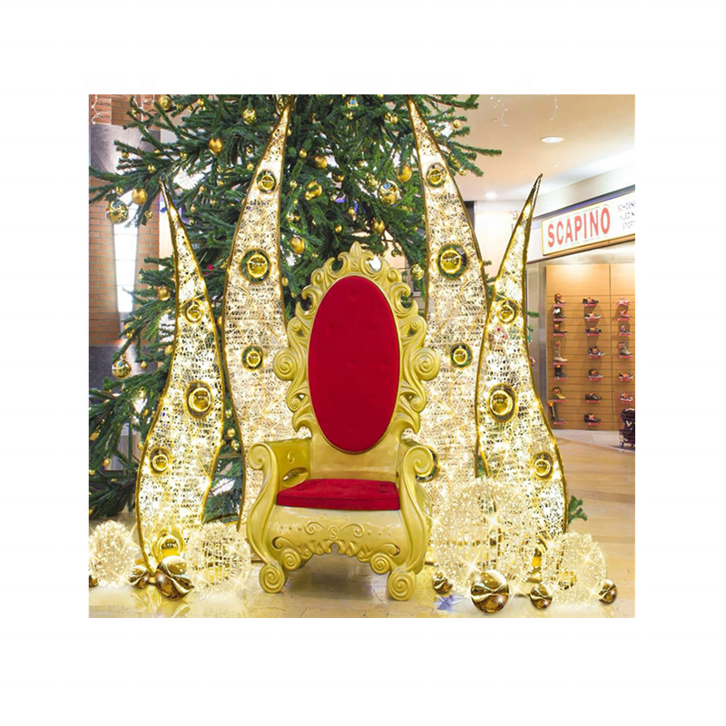 Indoor lighted christmas decoration and santa throne santa chair for shopping mall