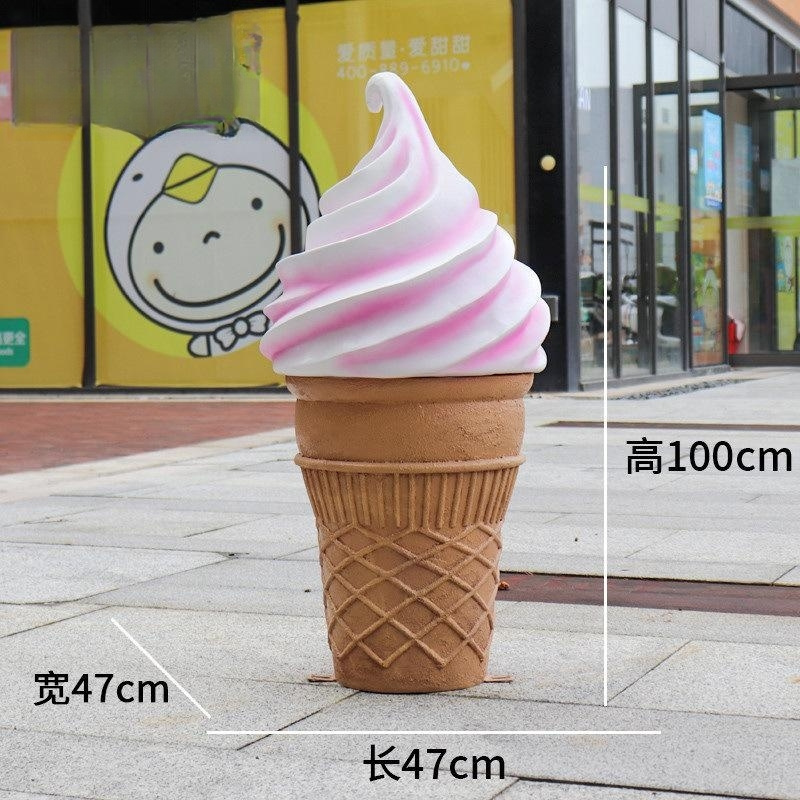 ice cream shop decoration life size ice cream cone fiberglass sculpture