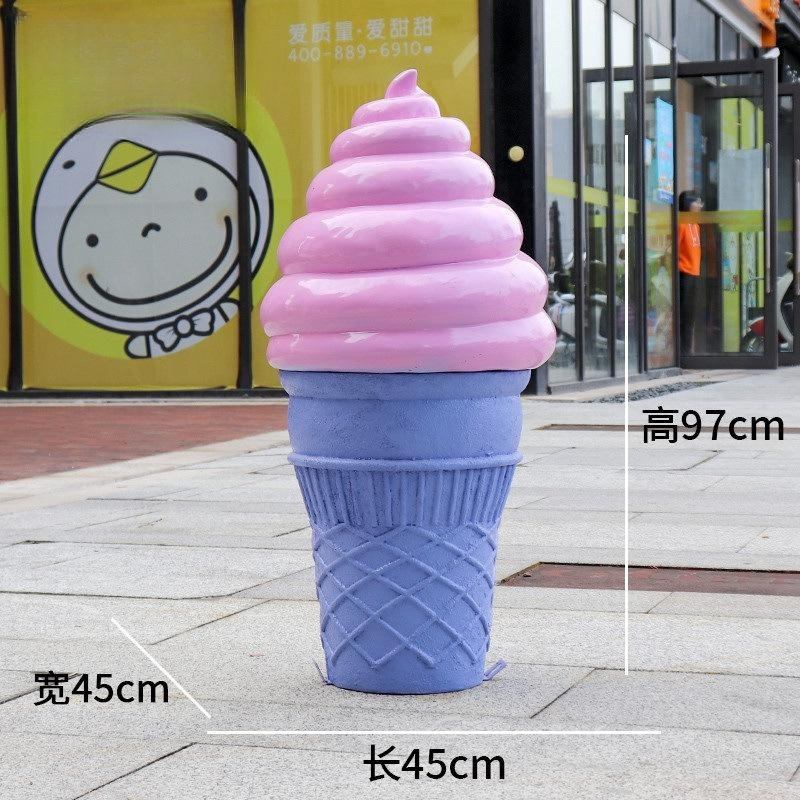 ice cream shop decoration life size ice cream cone fiberglass sculpture