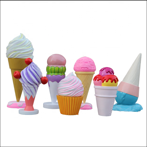 Manufactured Outdoor Giant Fiberglass Ice Cream Cone Sculpture Commercial Display