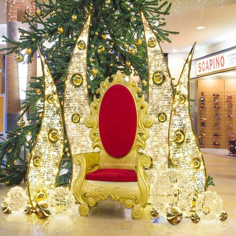 Indoor lighted christmas decoration and santa throne santa chair for shopping mall