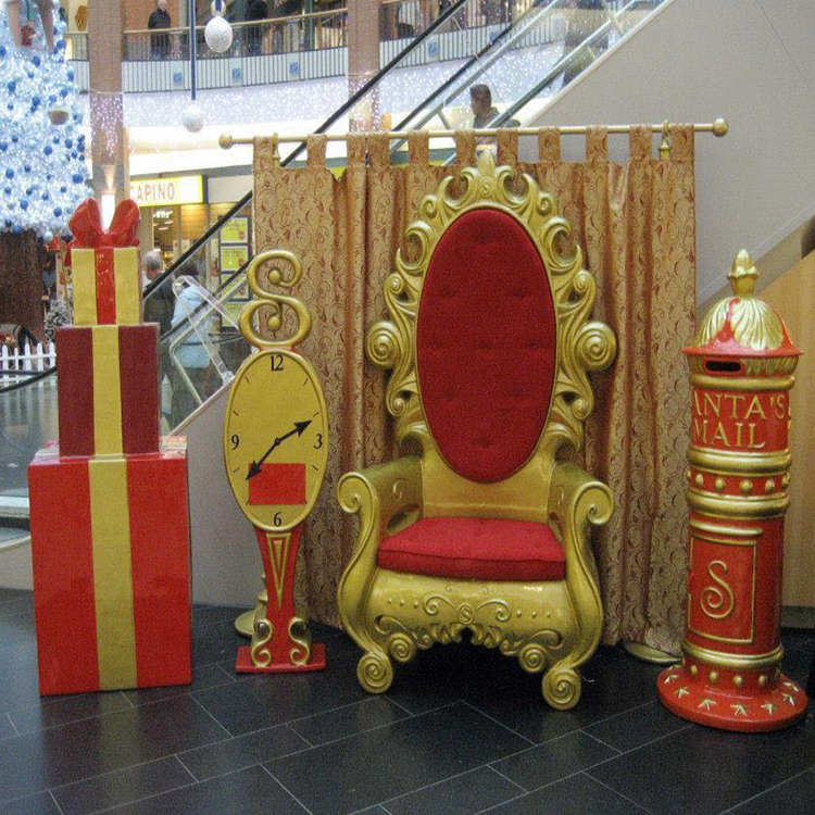 Indoor lighted christmas decoration and santa throne santa chair for shopping mall