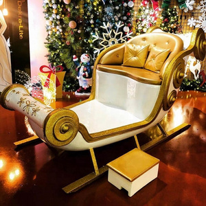 Customized fiberglass sculpture large christmas decoration white color santa sleigh