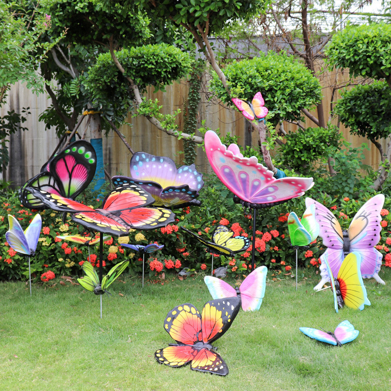 Garden courtyard lawn decoration pastoral insect resin crafts simulation butterfly sculpture