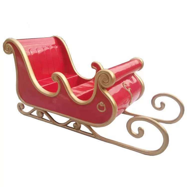 Customized fiberglass sculpture big christmas decoration santa sleigh