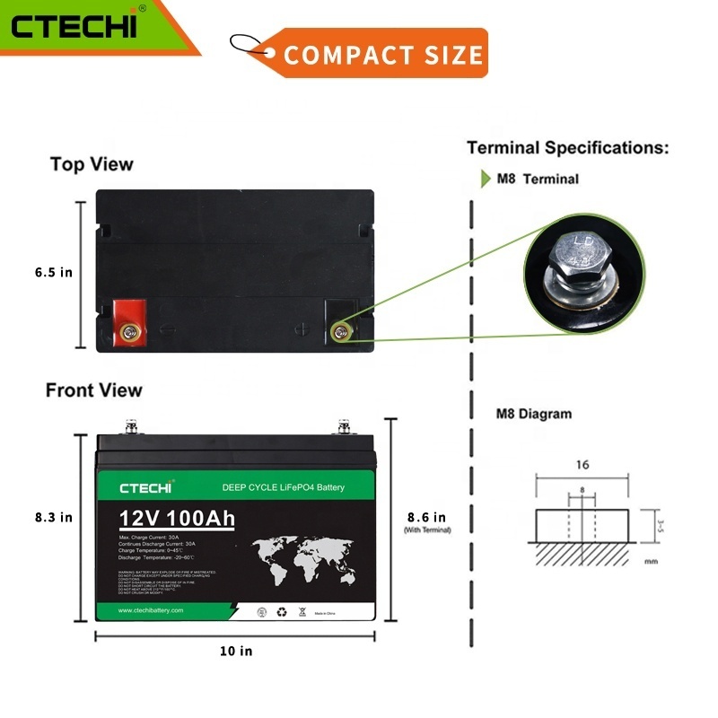 CTECHi Solar System Ion Baterias Lithium Solar Lifepo4 Lithium Battery Baterias De Litio 24v 100ah 24v 100ah Lifepo4 Battery