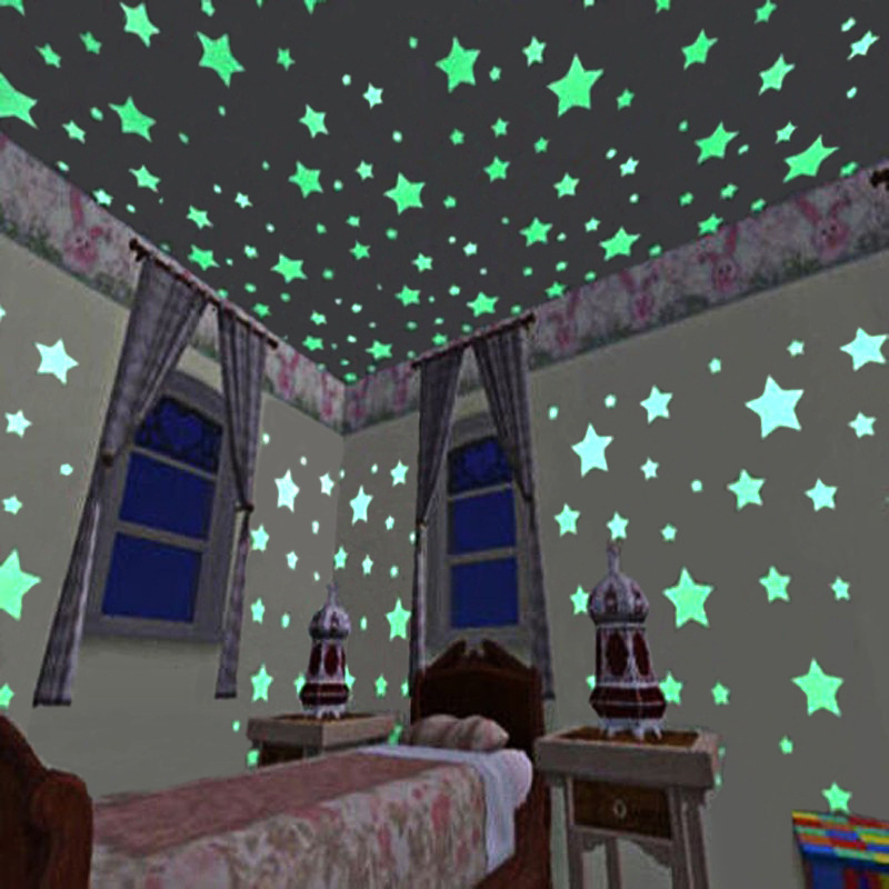 Home Wall Decoration Glow In Dark Star Ceiling Bright Stickers Adhesive Luminous Stars Leaves And Other Stickers Glowing