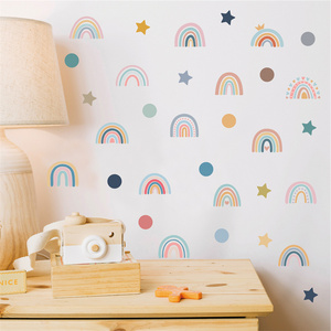 Cute Bedroom Decoration 3d Decal DIY Colorful Star Rainbow Wall Sticker Peel And Stick Self Adhesive Removable Sticker