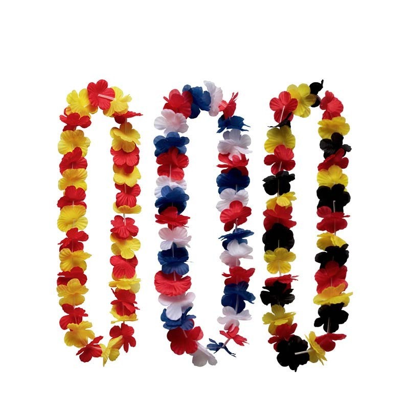 New Hawaiian Wedding Flower OEM/ODM Decorative Polyester Tropical Leis National Flag Flower Lei Party Dance Toys