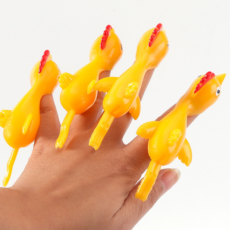 Stress Relief Stretchy Flying Chickens Fingers Toys For Kid Adult Funny Flicking Rubber Slingshot Shooting Pranks Catapult Toy