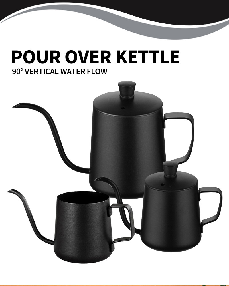 600ml black Stainless Steel Barista Pour Over coffee Kettle Gooseneck Espresso coffee maker