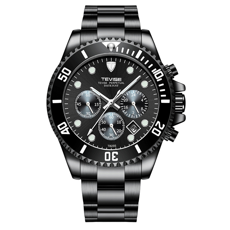 Men's watch Quartz men's watch glow-in-the-dark waterproof steel band Non mechanical watch