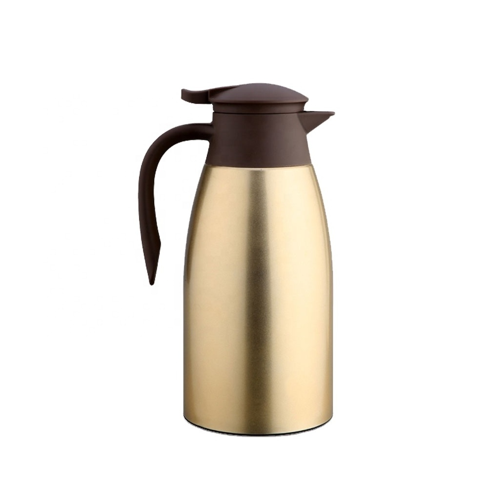 Stainless Steel Coffee Thermal Carafe - 2 L Double Walled Insulated Vacuum Flask  24 Hour Heat Retention For Coffee