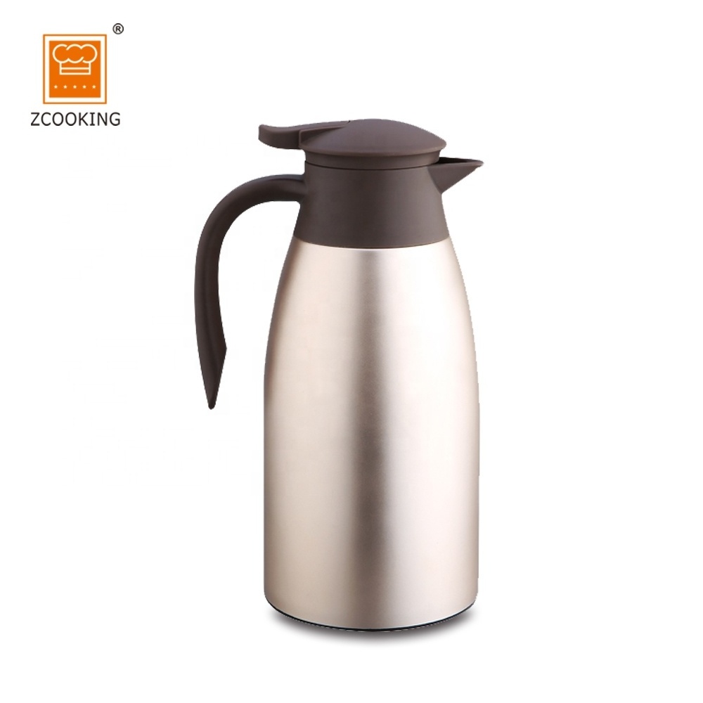 Stainless Steel Coffee Thermal Carafe - 2 L Double Walled Insulated Vacuum Flask  24 Hour Heat Retention For Coffee