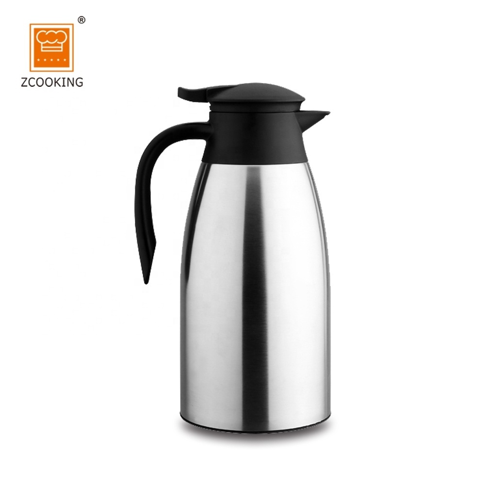 Stainless Steel Coffee Thermal Carafe - 2 L Double Walled Insulated Vacuum Flask  24 Hour Heat Retention For Coffee