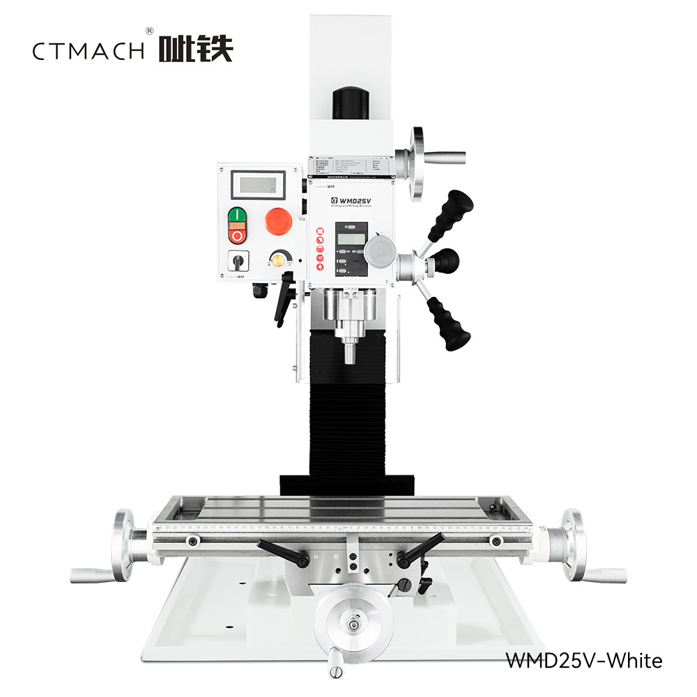 Combo Lathe Electronic Speed Variator WMD25V Vertical Drilling and Milling Lathe High Precision Manual Mill Drill Lathe Provided