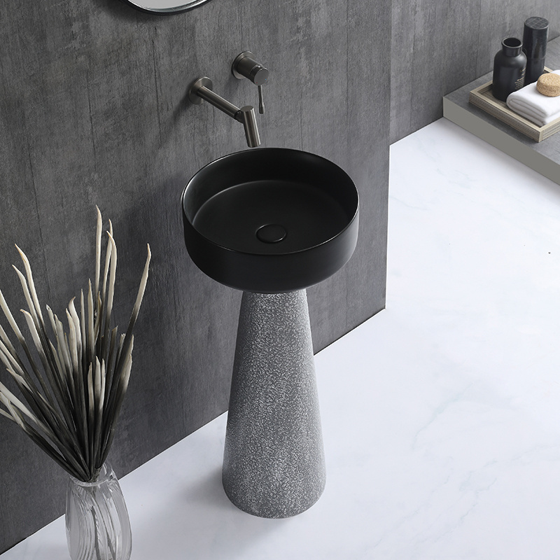 Creation Trend  customized Ceramic Wash Basin Bathroom Sinks Ceramic Round Pedestal Basin For Family Apartments