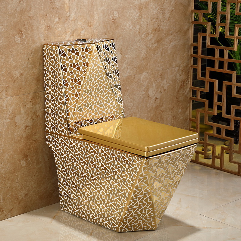 manufacturer western bathroom square luxury toilet diamond white pattern dubai luxurious one piece gold color toilet