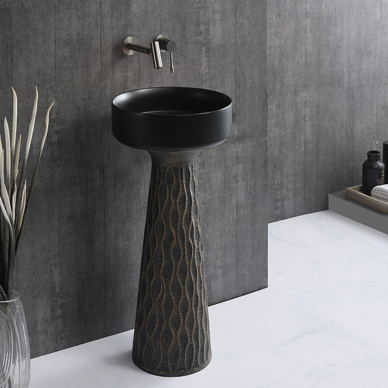 Creation Trend  customized Ceramic Wash Basin Bathroom Sinks Ceramic Round Pedestal Basin For Family Apartments