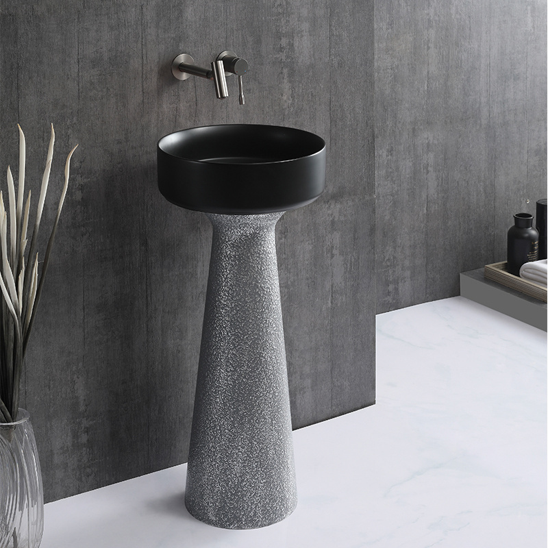 Creation Trend  customized Ceramic Wash Basin Bathroom Sinks Ceramic Round Pedestal Basin For Family Apartments