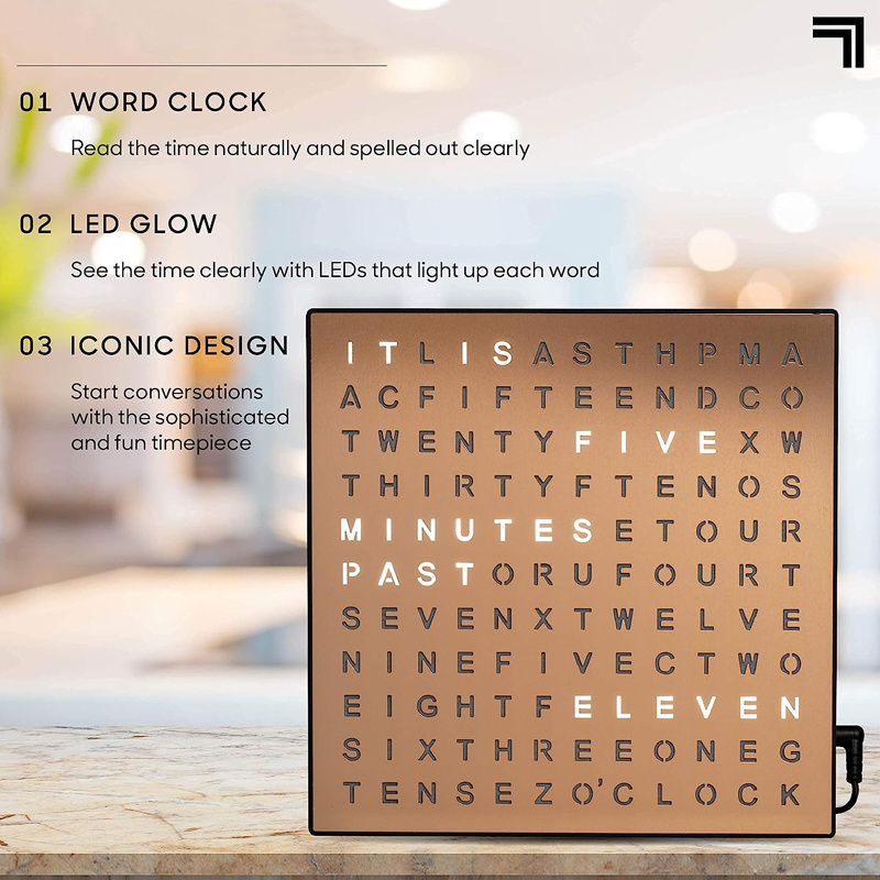 CHEETIE CP37 Square Big Wordsclock Alphabet Letter LED Customized Language Wall Word Clock