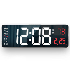 CHEETIE CP150 Digital Living Room Modern Wall Clock Red for Date Day Week and Temperature